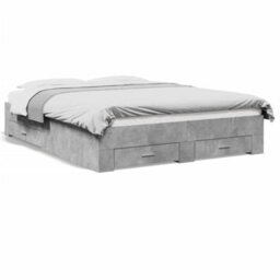 Berkfield Bed Frame With Drawers Without Mattress Concrete Grey 150X200 Cm King Size - thumbnail 2