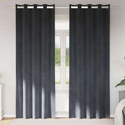 Walplus Curtains With Curtains 2 Pcs Light Grey 140 X 245 Cm Velvet - image 1