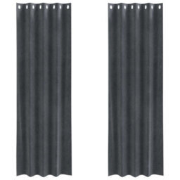 Walplus Curtains With Curtains 2 Pcs Light Grey 140 X 245 Cm Velvet - thumbnail 2