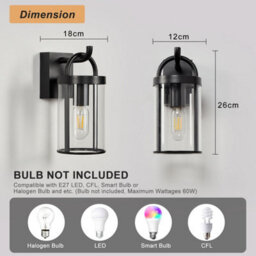 Harper Living Outdoor Wall Lights, Black Retro Outside Lights Mains Powered, Industrial Wall Lantern Weatherproof Ip65 - thumbnail 7