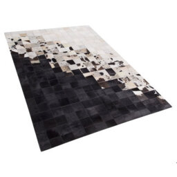 Beliani Rug Kemah Black 140 X 200 Cm Leather - thumbnail 4