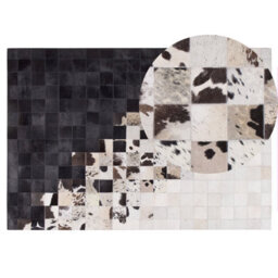 Beliani Rug Kemah Black 140 X 200 Cm Leather