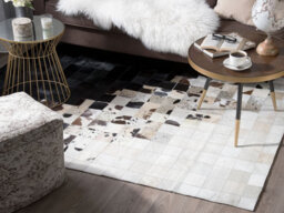 Beliani Rug Kemah Black 140 X 200 Cm Leather - thumbnail 2