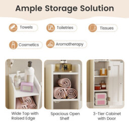 Gainoom Small White Bathroom Storage Cabinet Corner Floor Cabinet With Door - thumbnail 9