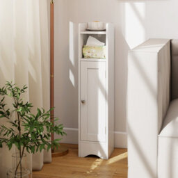 Gainoom Small White Bathroom Storage Cabinet Corner Floor Cabinet With Door - thumbnail 8
