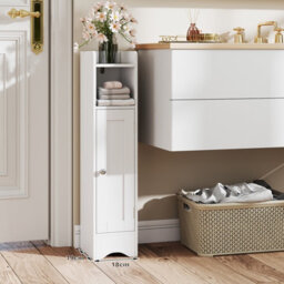 Gainoom Small White Bathroom Storage Cabinet Corner Floor Cabinet With Door - thumbnail 3