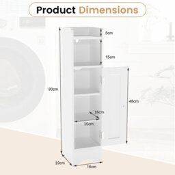 Gainoom Small White Bathroom Storage Cabinet Corner Floor Cabinet With Door - thumbnail 2