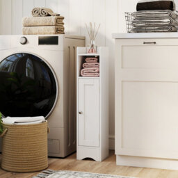 Gainoom Small White Bathroom Storage Cabinet Corner Floor Cabinet With Door - thumbnail 7