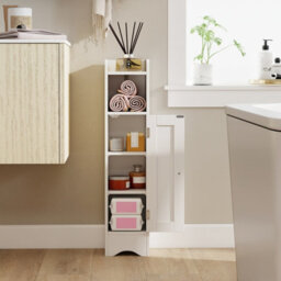 Gainoom Small White Bathroom Storage Cabinet Corner Floor Cabinet With Door - thumbnail 6
