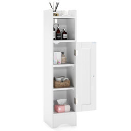 Gainoom Small White Bathroom Storage Cabinet Corner Floor Cabinet With Door