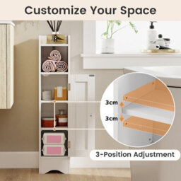 Gainoom Small White Bathroom Storage Cabinet Corner Floor Cabinet With Door - thumbnail 5