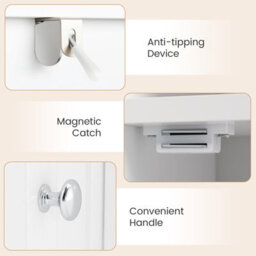 Gainoom Small White Bathroom Storage Cabinet Corner Floor Cabinet With Door - thumbnail 4