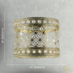 Happy Homewares Moroccan Pendant Light Shade In Polished Gold With Clear Acrylic Beads - thumbnail 7