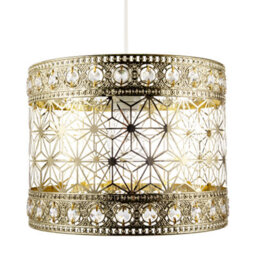 Happy Homewares Moroccan Pendant Light Shade In Polished Gold With Clear Acrylic Beads - thumbnail 4