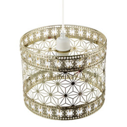Happy Homewares Moroccan Pendant Light Shade In Polished Gold With Clear Acrylic Beads - thumbnail 3