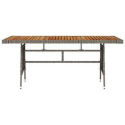 Berkfield Garden Table Grey 160X70X72 Cm Poly Rattan & Solid Acacia Wood - thumbnail 2