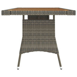 Berkfield Garden Table Grey 160X70X72 Cm Poly Rattan & Solid Acacia Wood - thumbnail 3