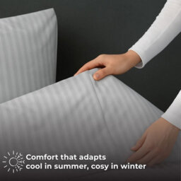 MHG Living Silver Striped Polycotton Duvet Cover Set With Button Fastening - Double - thumbnail 6