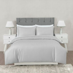 MHG Living Silver Striped Polycotton Duvet Cover Set With Button Fastening - Double - thumbnail 2