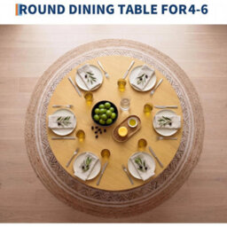 Round Dining Table For 4-6 People Wooden Dining Room Table With Pedestal Base - thumbnail 4