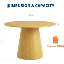Round Dining Table For 4-6 People Wooden Dining Room Table With Pedestal Base - thumbnail 2