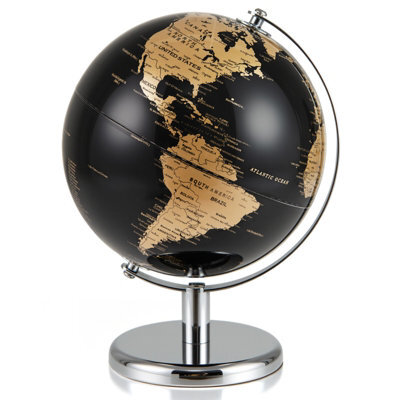 Gainoom Metallic Black World Globe 20Cm Gold Rotating Earth Globe W/metal Stand - image 1