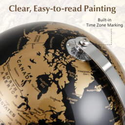 Gainoom Metallic Black World Globe 20Cm Gold Rotating Earth Globe W/metal Stand - thumbnail 7