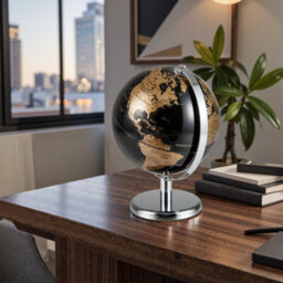 Gainoom Metallic Black World Globe 20Cm Gold Rotating Earth Globe W/metal Stand - thumbnail 4