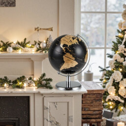 Gainoom Metallic Black World Globe 20Cm Gold Rotating Earth Globe W/metal Stand - thumbnail 3