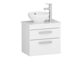 Royal Bathrooms 600mm Wall Hung Vanity Unit 2 Drawer Gloss White & Breeze Countertop Basin - thumbnail 4