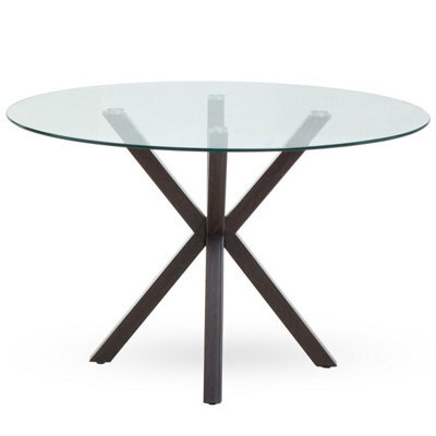Orsina Elegant Dining Table With Black Wood Effect Metal Legs, Stylish Small Table, Sturdy Kitchen Table For Dinner - image 1