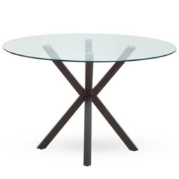 Orsina Elegant Dining Table With Black Wood Effect Metal Legs, Stylish Small Table, Sturdy Kitchen Table For Dinner - thumbnail 1