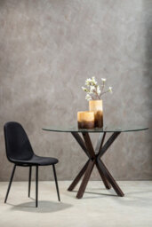 Orsina Elegant Dining Table With Black Wood Effect Metal Legs, Stylish Small Table, Sturdy Kitchen Table For Dinner - thumbnail 5