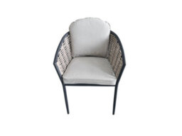 Sh&g Bolingbroke 2 Seat Bistro Set - 3 Piece Round Table & Chairs - Aluminium & Grey Rattan With Beige Cushions - Indoor & Outdoor - thumbnail 8
