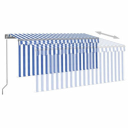 Berkfield Manual Retractable Awning With Blind 3X2.5M Blue&white - thumbnail 4