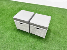 Fimous 7 Seater Pe Rattan Wicker Garden Furniture Conservatory Sofa Set Square Coffee Table 2 Stools Side Table - thumbnail 7