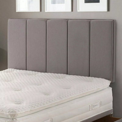 "Urban Textures Luxury 20"" High Velvet Fabric Upholstered 5 Vertical Panel Design Bed Headboard - Grey" - image 1