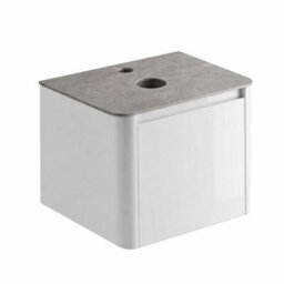 Plum&clay Mayfair Gloss White Wall Hung Bathroom Vanity Unit With Grey Marble Countertop (W)550mm (H)406mm - thumbnail 3