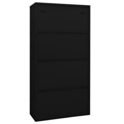 Berkfield Office Cabinet Black 90X40X180 Cm Steel And Tempered Glass - thumbnail 5