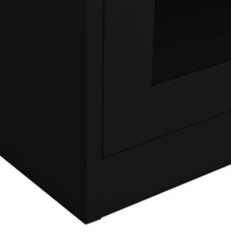 Berkfield Office Cabinet Black 90X40X180 Cm Steel And Tempered Glass - thumbnail 6