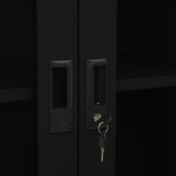 Berkfield Office Cabinet Black 90X40X180 Cm Steel And Tempered Glass - thumbnail 7