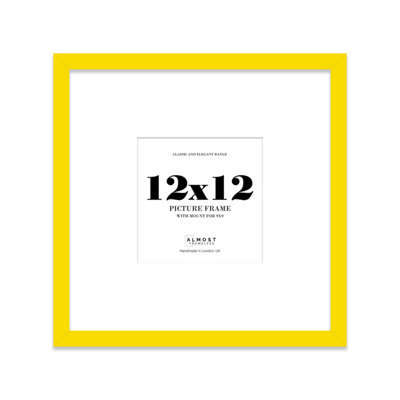 "12X12"" Yellow Picture Frame - 12X12"" Square Frame With 9X9"" Mount For 12X12""/9X9"" Pictures Moderrn Style Thin Edge, 1 Pack" - image 1