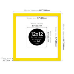 "12X12"" Yellow Picture Frame - 12X12"" Square Frame With 9X9"" Mount For 12X12""/9X9"" Pictures Moderrn Style Thin Edge, 1 Pack" - thumbnail 2