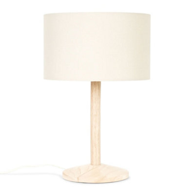 Valuelights Triston Single Stem Natural Light Wood Table Lamp With Cream Shade - image 1