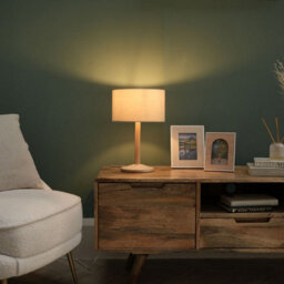 Valuelights Triston Single Stem Natural Light Wood Table Lamp With Cream Shade - thumbnail 4