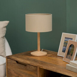 Valuelights Triston Single Stem Natural Light Wood Table Lamp With Cream Shade - thumbnail 2