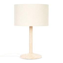 Valuelights Triston Single Stem Natural Light Wood Table Lamp With Cream Shade