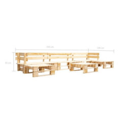 Berkfield 6 Piece Garden Pallet Lounge Set Natural Wood - thumbnail 3