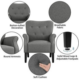Mid-Century Modern Accent Chair Upholstered Sofa Chair For Living Room Bedroom - thumbnail 6