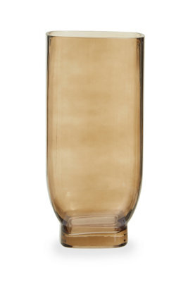 Orsina Smoked Brown Glass Vase, Minimalist Flower Vase, Decorative Glass Vase, Large Flower Vase For Living Room - image 1